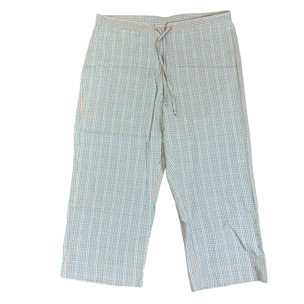 NWT Woolrich Womens Blue Tan Plaid Drawstring Cotton Pants Size 10 1415